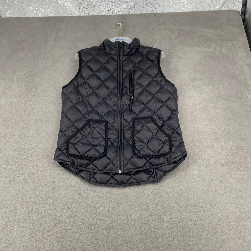Halogen Black Quilted Down Puffer Vest Small Full Zip Sleeveless Jacket